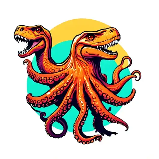 Octopus With A Dinosaur Holding