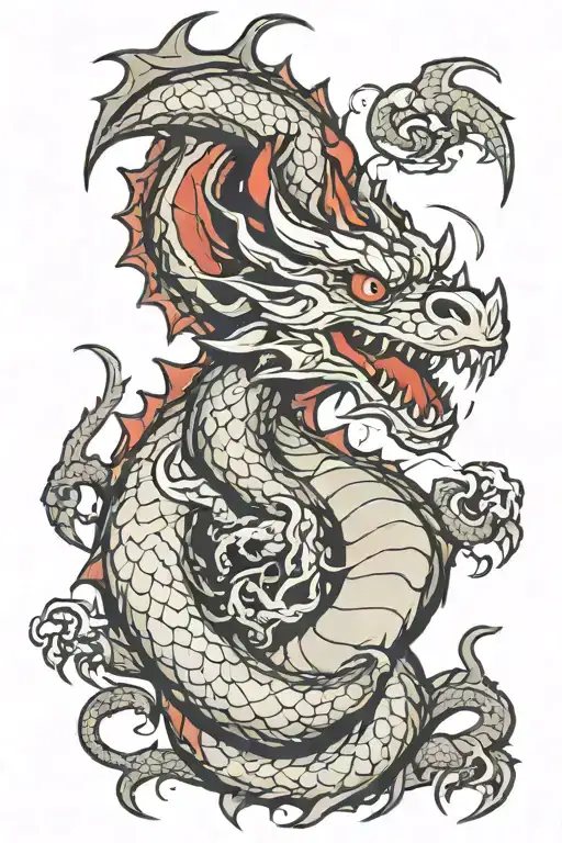 Dragon With Red Eyes Breathing Smoke Coming