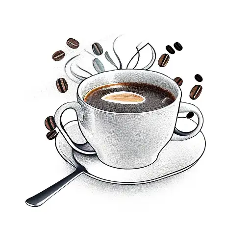 Cup Of Coffee In The Form Of Symbols