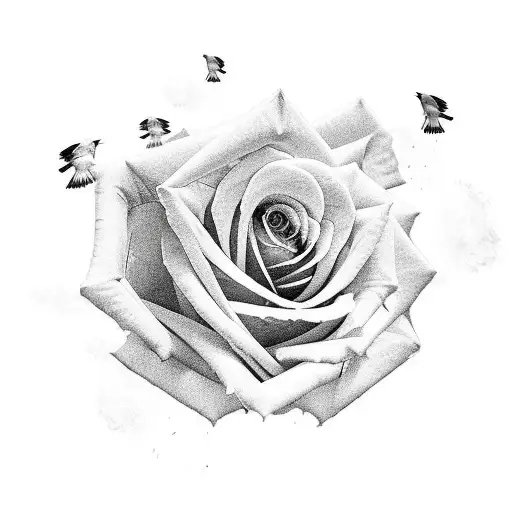 Rose With Hawk And Airplane