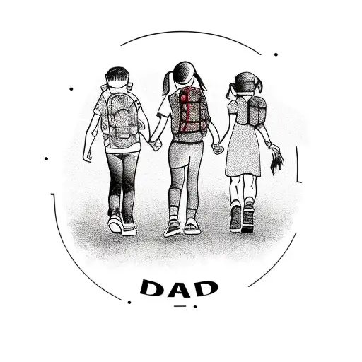 Dad Hiking With Two Daughters