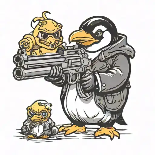 Penguin Holding Gun