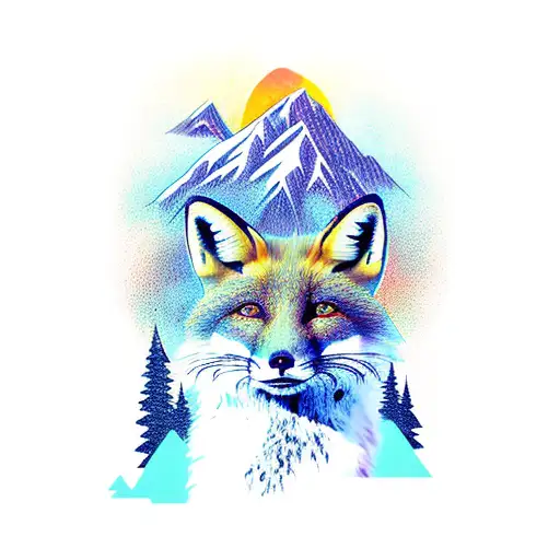 Fox With Majestic Mountains Behind It