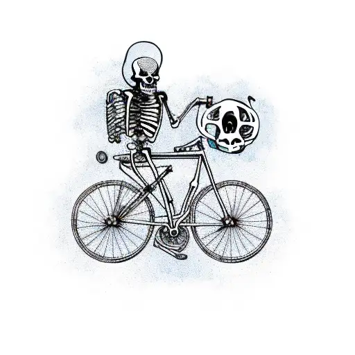 Skeleton On Bicycle With Ak47