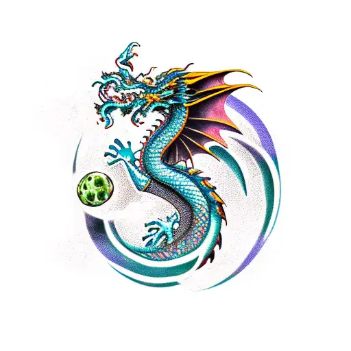 Dragon With Black Gem Exploding