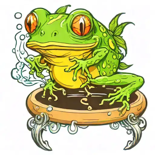 Tree Frog On Pot Of Boiling Water
