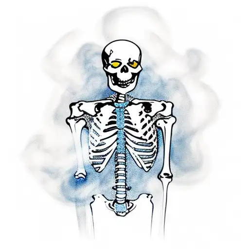Skeleton Somoking With Smoke Instead Of Lungs