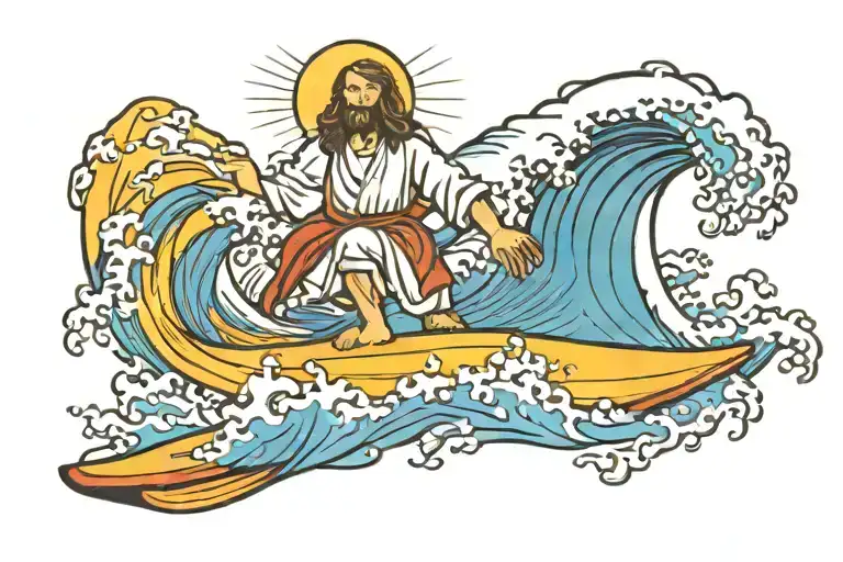 Jesus Christ Surfing Wave