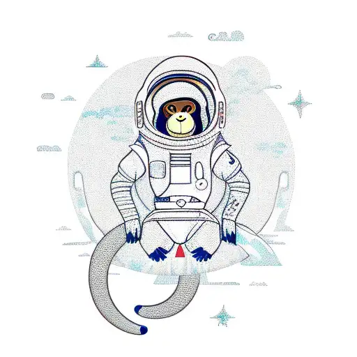 A Monkey In A Futuristic Space Suit Riding A Dragon