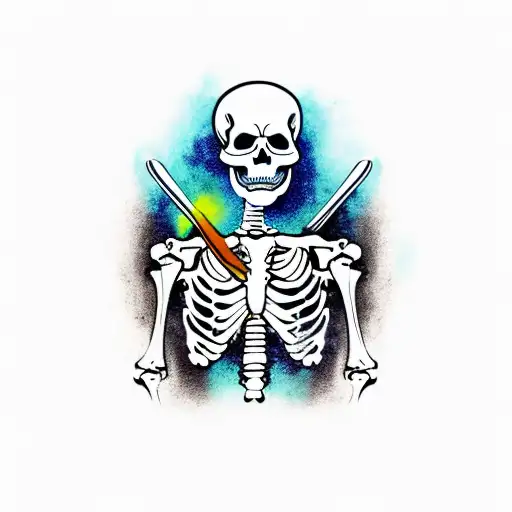 Skeleton With A Ski Mask And A Machete