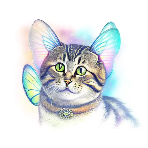 Tabby Cat With Fairy Wings