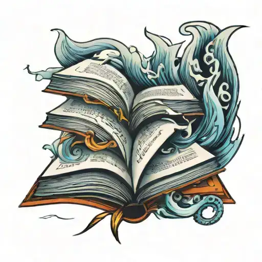 An Open Book With Pages Transforming Into Flowing Waves Of Information