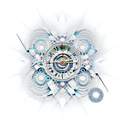 Geometric Fractal Surrounded By Broken Clock