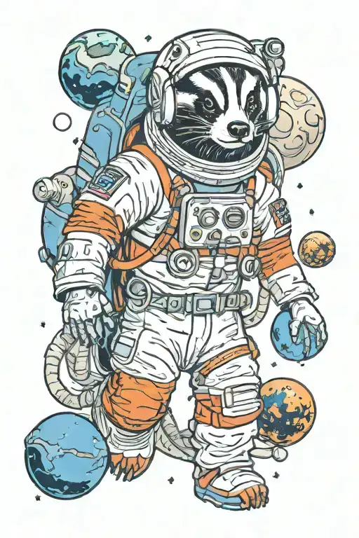 Badger Astronaut With Planets