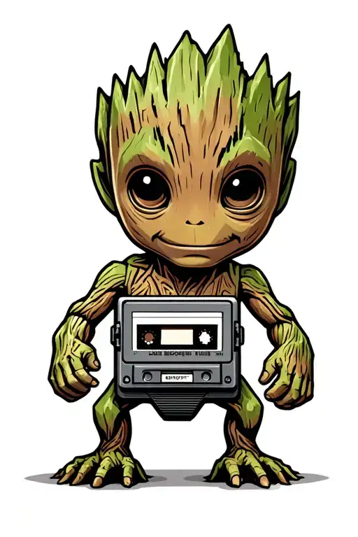 Baby Groot With Walkman Casette Tape