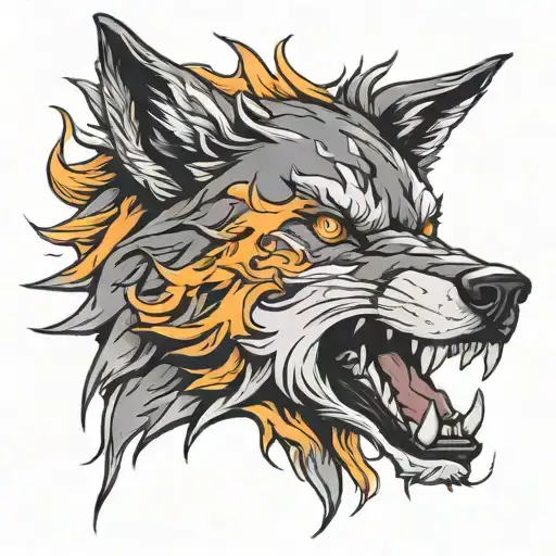 Fiery Wolf Face