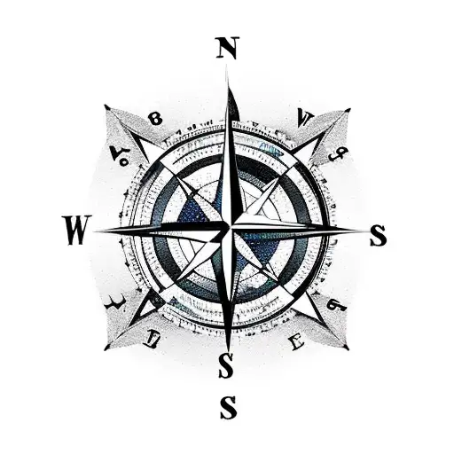 Compass With Map And Rose