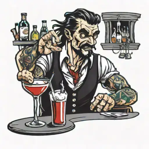 Creepy Bartender Cocktail Glass