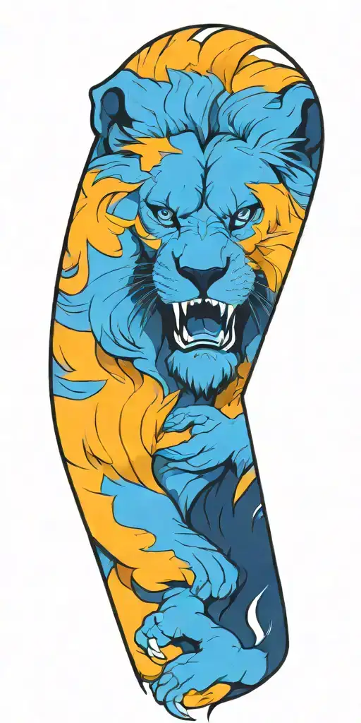 Blue Eye Intergrated With Lion Surrounded