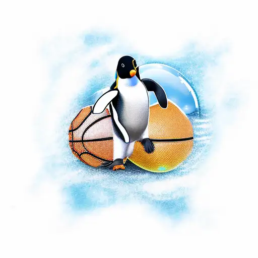 Penguin With Basketball Jersey On