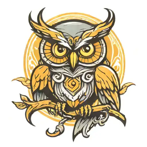 Old School Owl Tattoo Design