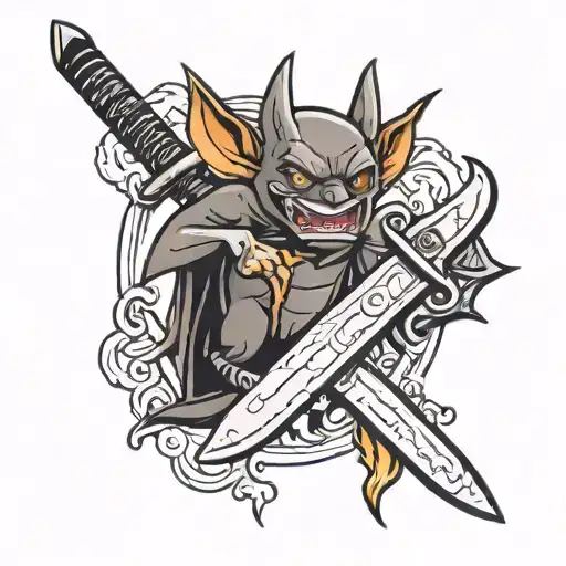 Bat And Knife Crossed