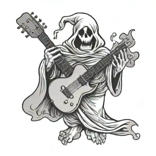 A Ghost In A Medical Gown Holds A Guitar