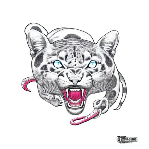 Panther Attacking A Snake