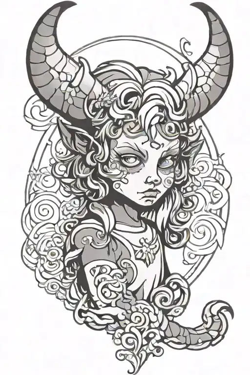 Little Girl's Silhouette In White Projecting A Horned Demon In The Shadow Behind Her Shadow