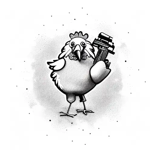 Cartoon Chicken With Gun