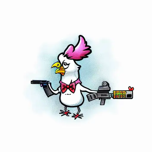 Cartoon Chicken With Gun