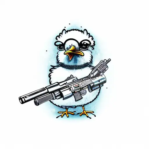 Cartoon Chicken With Gun