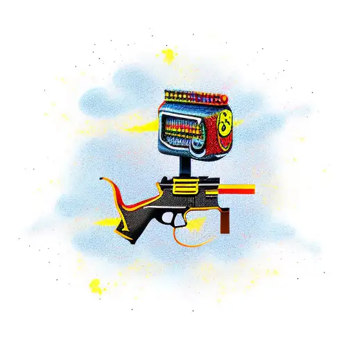 Yellow Cartoon Chicken Shooting Gun