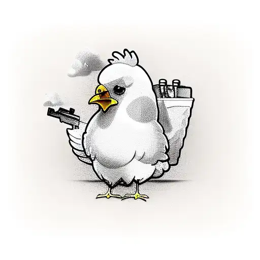 Cartoon Chicken With Gun