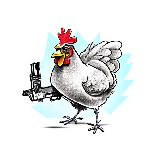 Cartoon Chicken With Gun