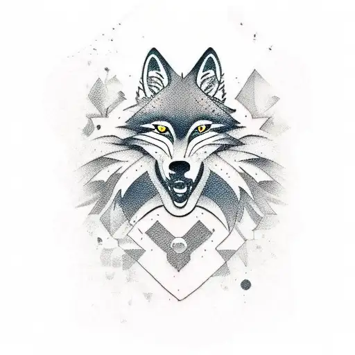 A New-school Tattoo Of A Wolf Playing A Guitar