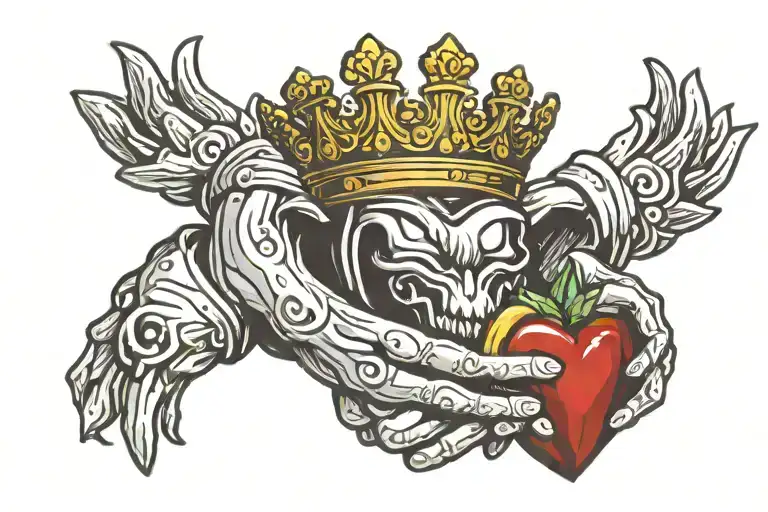 Claddagh Ring With The Hands Holding A Red Gemstone Heart Wearing A Cool Crown