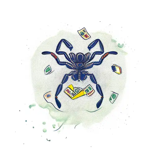 A Smoking Scorpion Holding A Bag Of Money