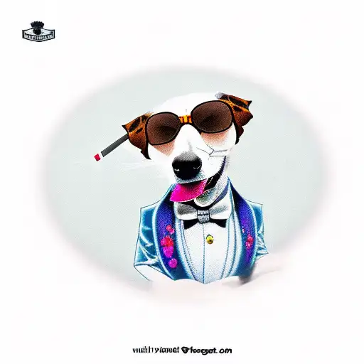 Elegant Dressed Dog Smoking A Cigarrete