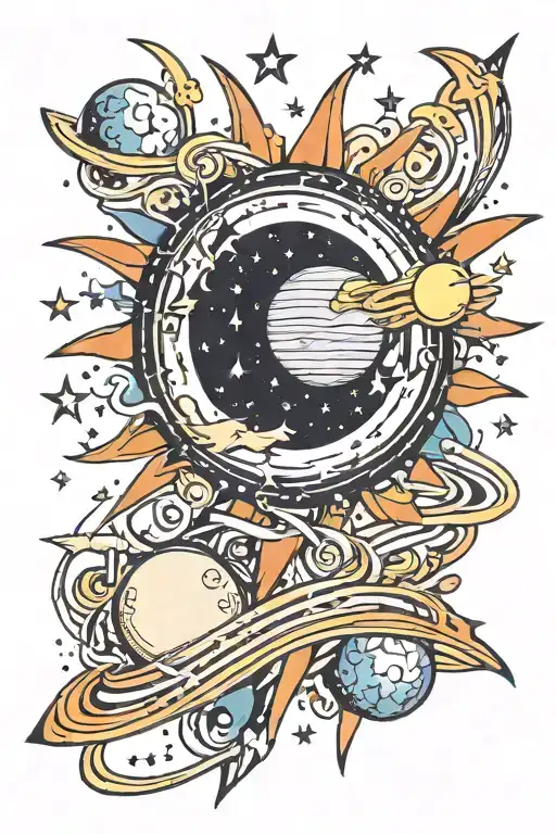 Galaxy With Stars And Eclipsing Sun