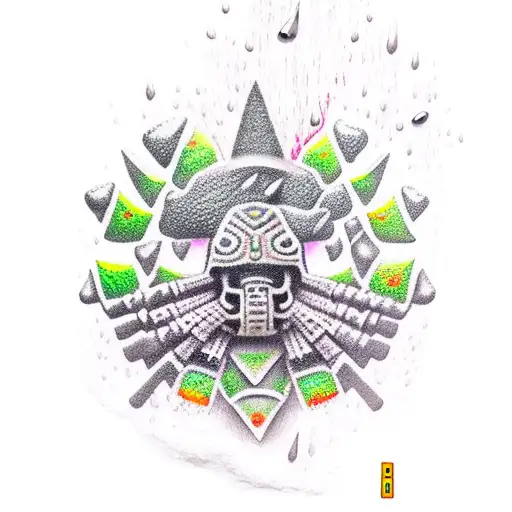 Tlaloc With Tree Leaves And Rain