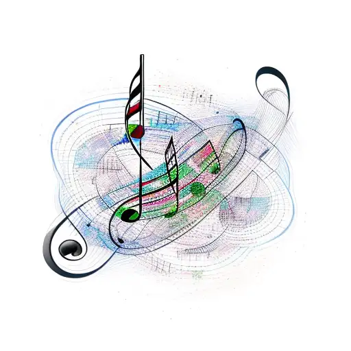 An Abstract Representation Of Music Notes Intertwined With Wild Nature Elements