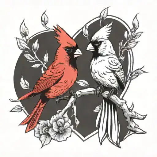 Male And Female Two Cardinals In Love Tattoo