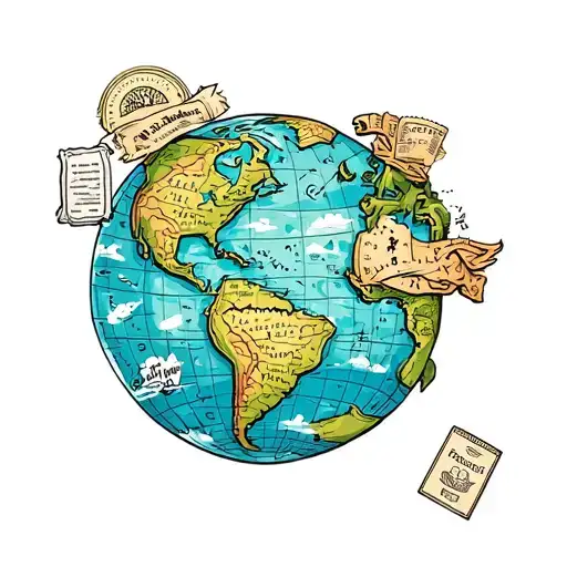 Travel And The World With Maps And Passport Stamps