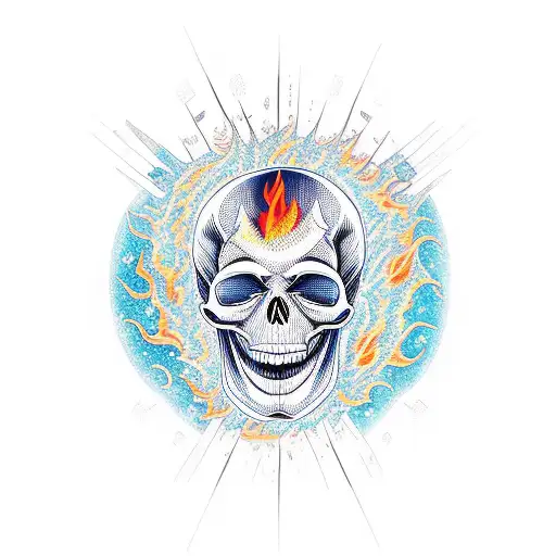 Book And Skull On Fire