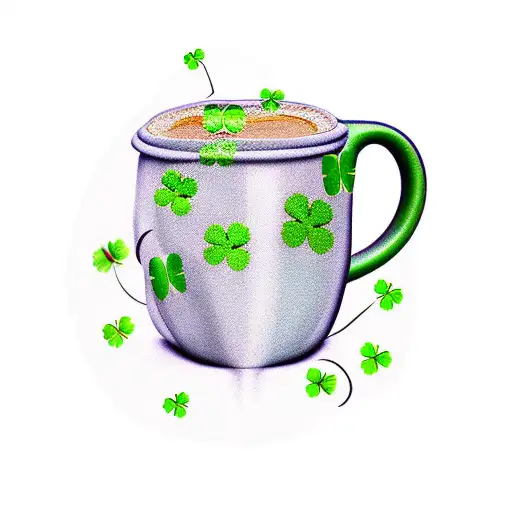 Coffee Cup With A Four Leaf Clover Inside