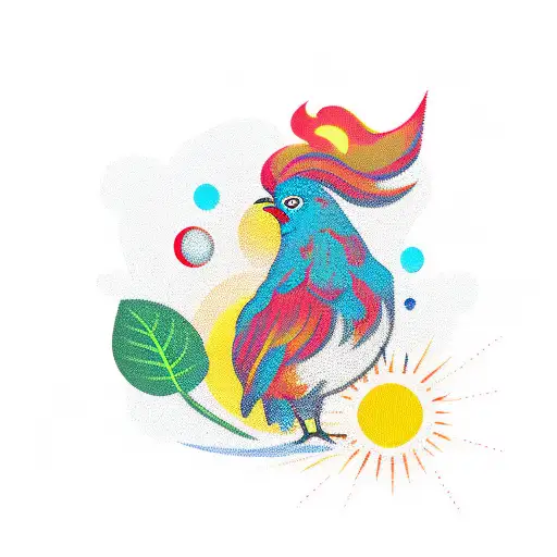 Cockrooster Figjt With A Japanese Sun Behind The Head