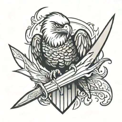 Eagle With A Knife Stuck In It