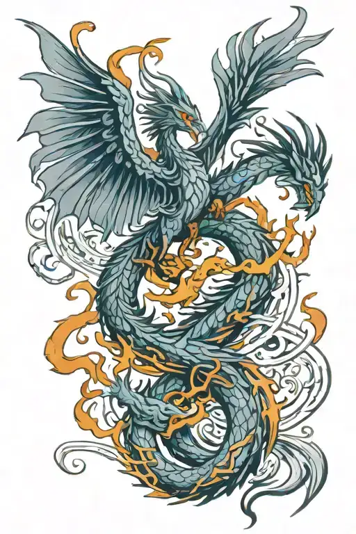 Phoenix And Dragon Entwine