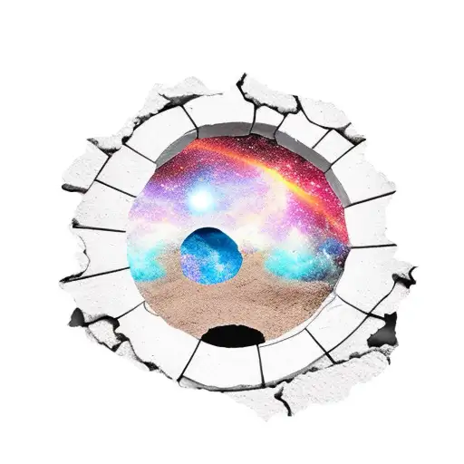 Hole In Brick Wall Leading To Space